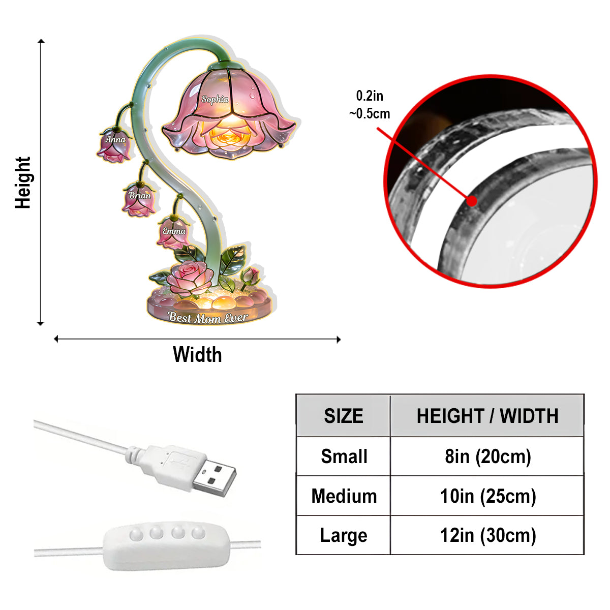 Beautiful Garden Gift For Mom, Grandma - Personalized Mother Acrylic LED Night Light