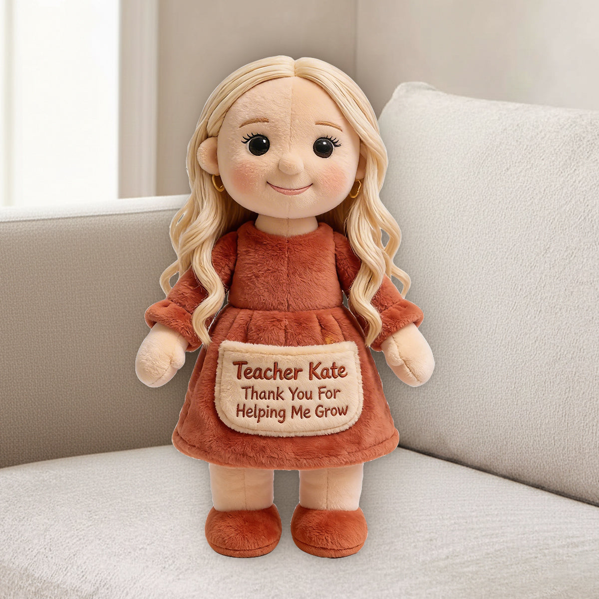 Thanks For Helping Me Grow - Personalized Teacher Premium Faux Fur Pillow