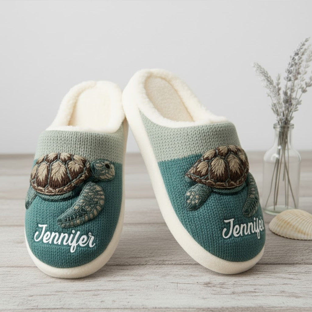 Cute Turtle - Personalized Turtle Slippers