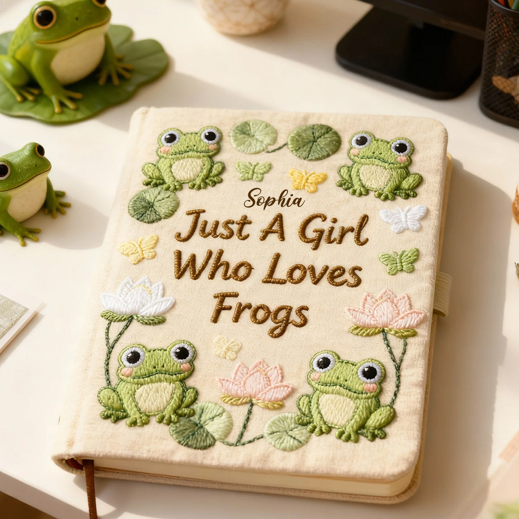 Just A Girl Who Love Frogs - Personalized Frog Leather Journal