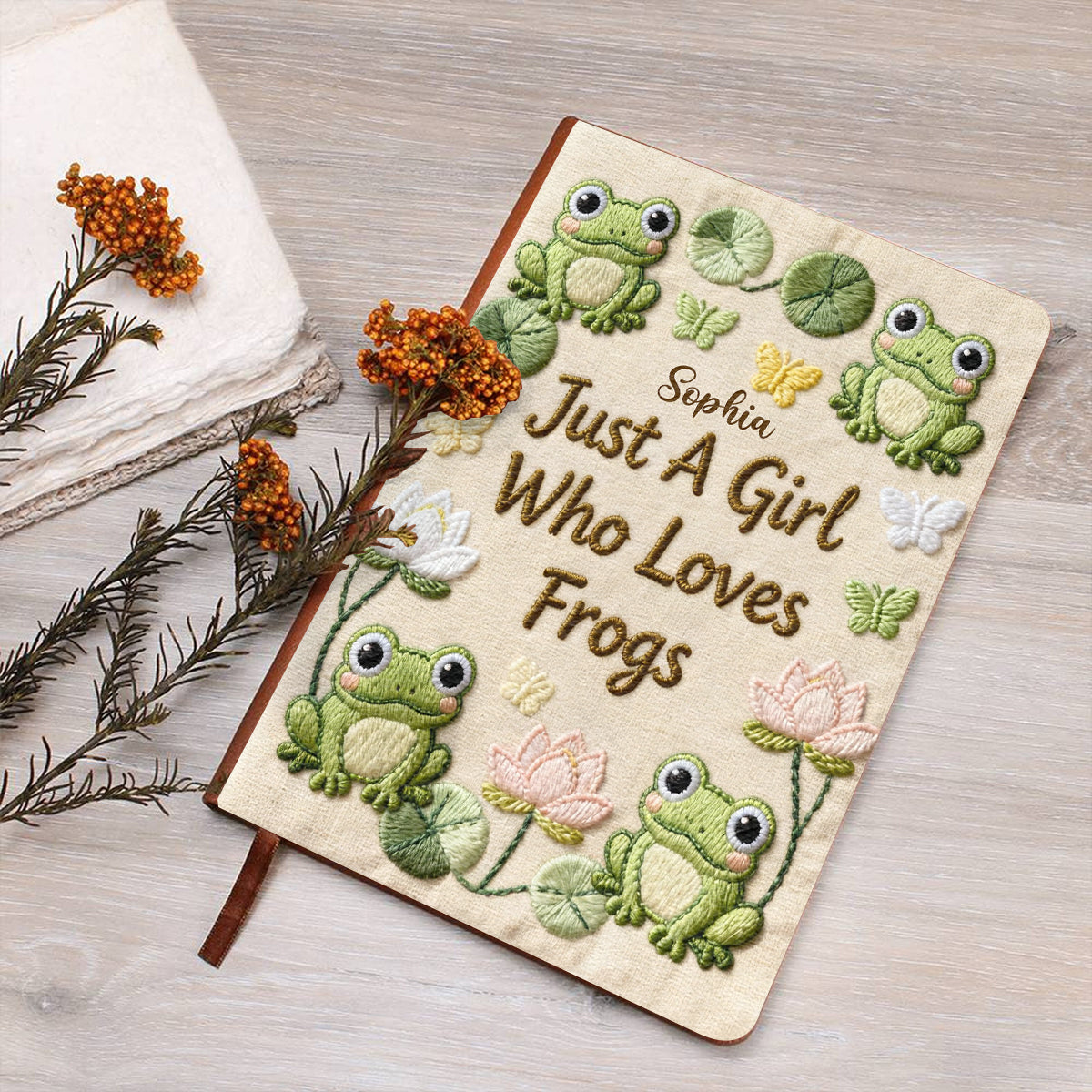 Just A Girl Who Love Frogs - Personalized Frog Leather Journal