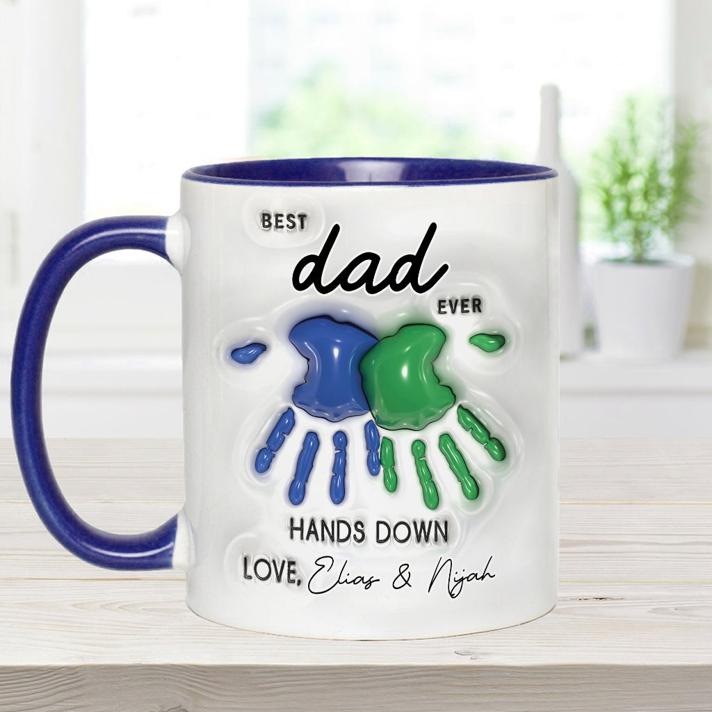 Hands Down Best Dad Ever - Personalized Father Accent Mug
