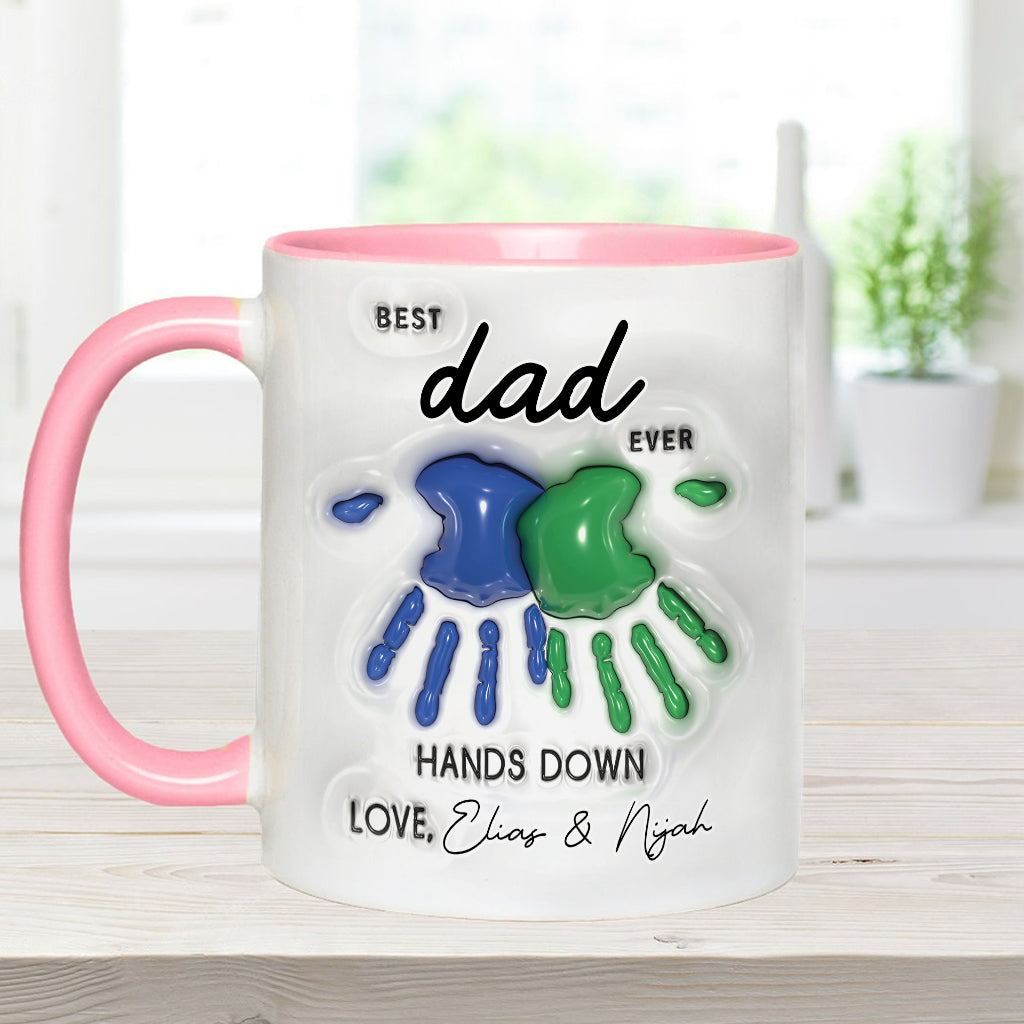 Hands Down Best Dad Ever - Personalized Father Accent Mug