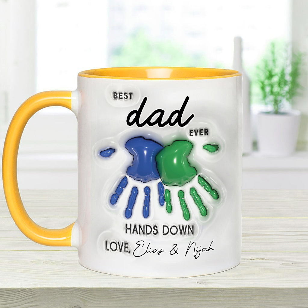 Hands Down Best Dad Ever - Personalized Father Accent Mug