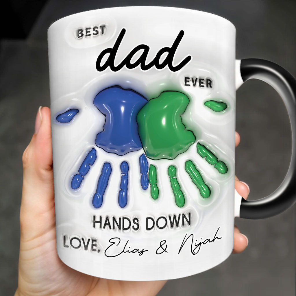 Hands Down Best Dad Ever - Personalized Father Accent Mug