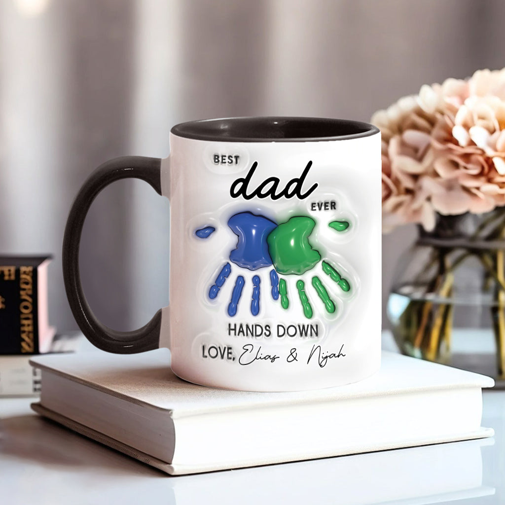 Hands Down Best Dad Ever - Personalized Father Accent Mug