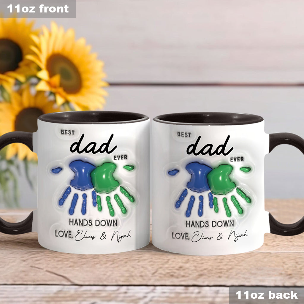 Hands Down Best Dad Ever - Personalized Father Accent Mug