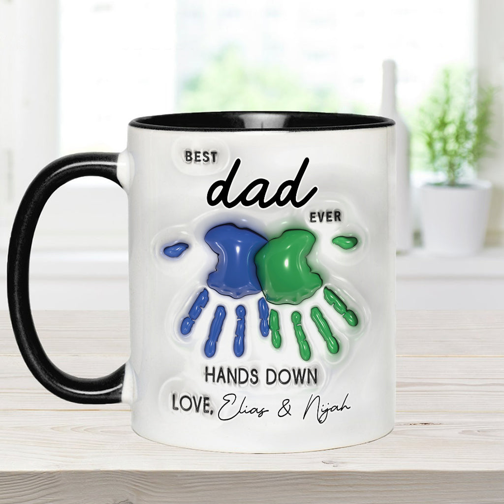 Hands Down Best Dad Ever - Personalized Father Accent Mug