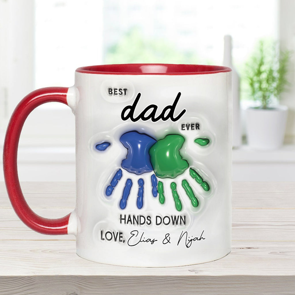 Hands Down Best Dad Ever - Personalized Father Accent Mug