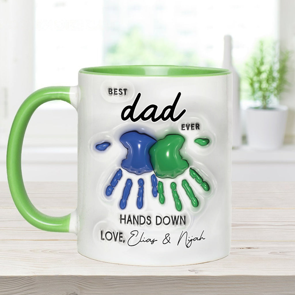 Hands Down Best Dad Ever - Personalized Father Accent Mug