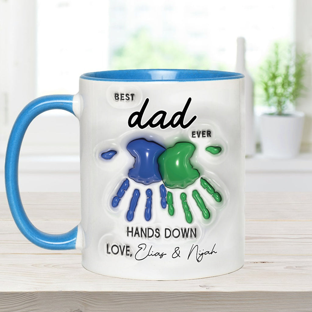 Hands Down Best Dad Ever - Personalized Father Accent Mug