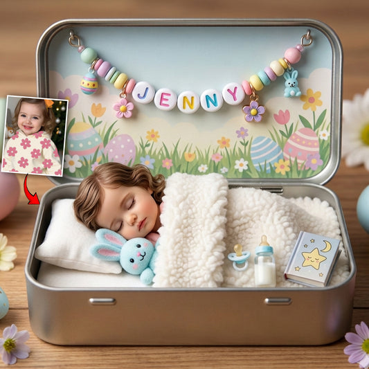 Sleeping Easter Spring Theme - Personalized Kid Custom Shaped Acrylic Plaque