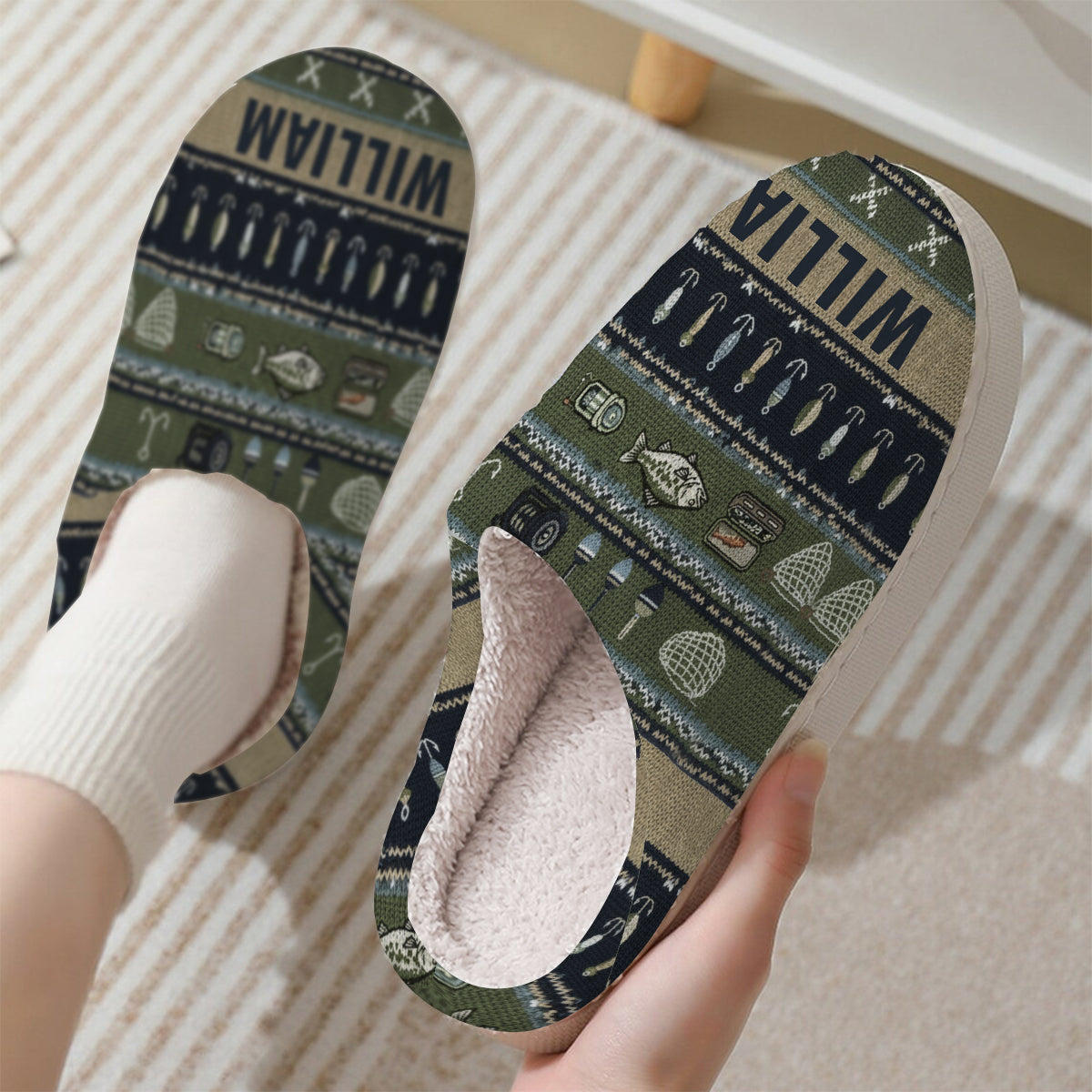 Hooked on Fishing - Personalized Fishing Slippers
