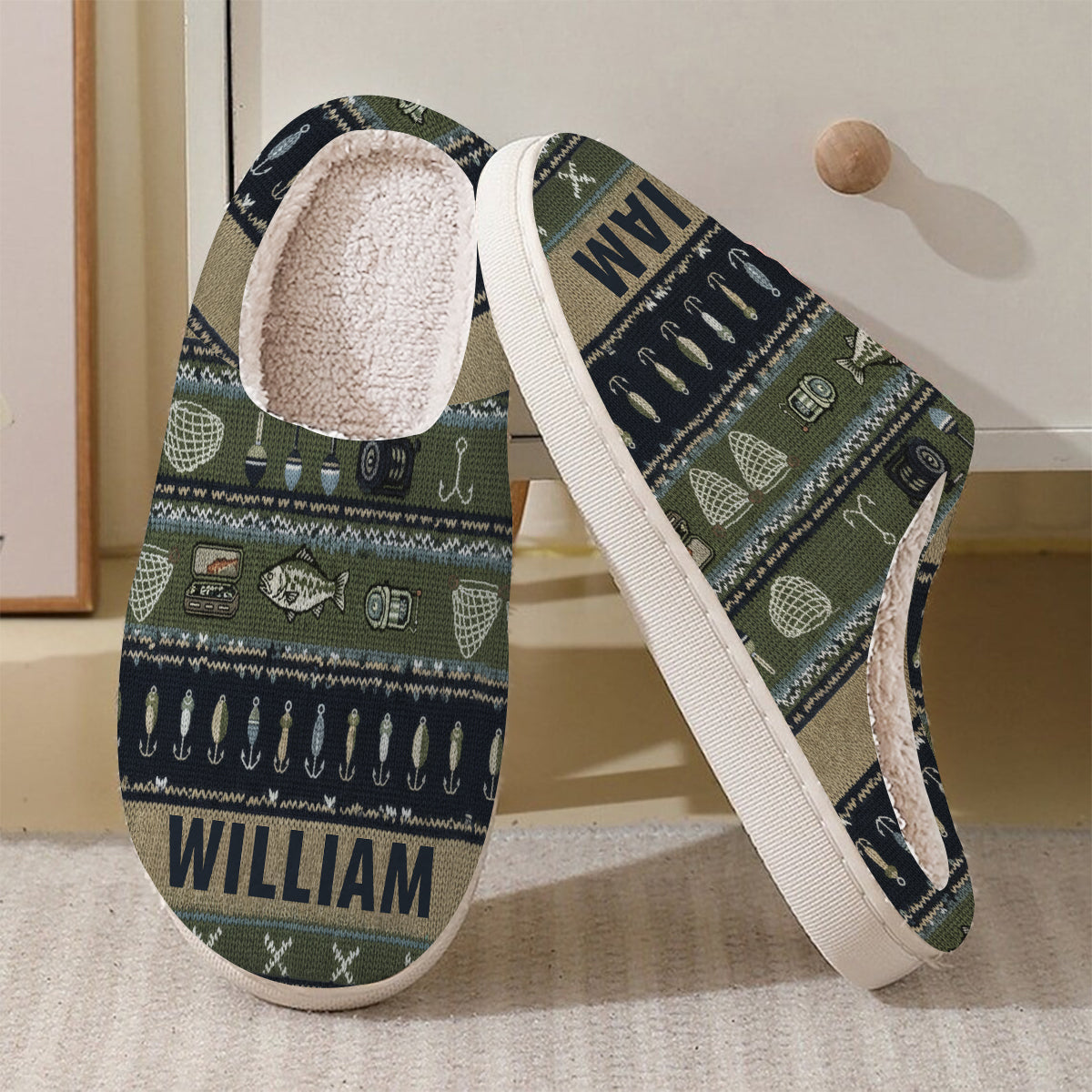 Hooked on Fishing - Personalized Fishing Slippers