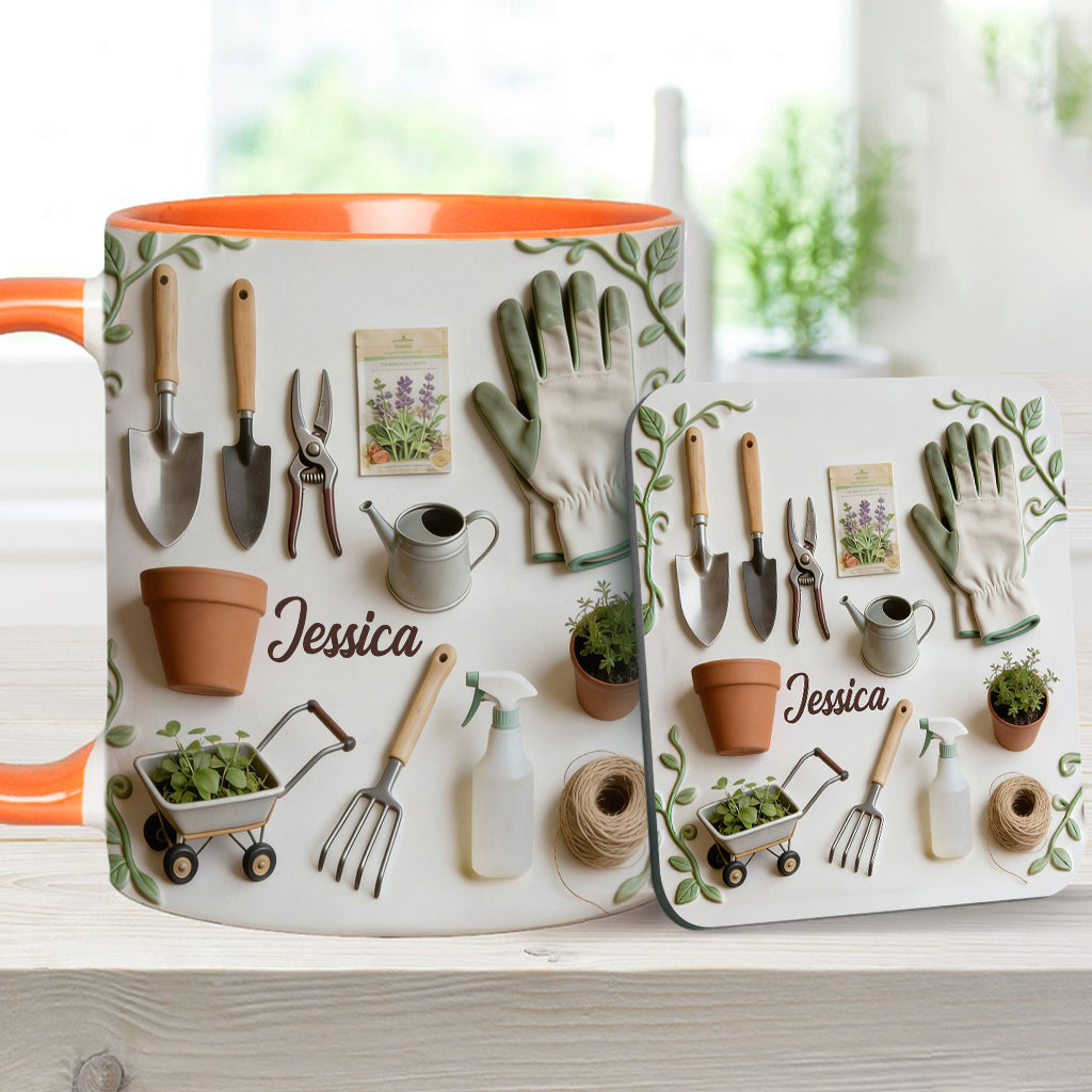 Love Gardening - Personalized Gardening Accent Mug & Coaster