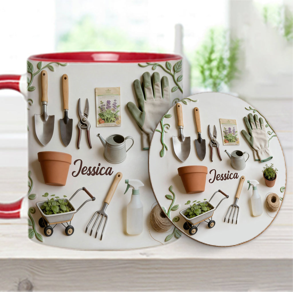 Love Gardening - Personalized Gardening Accent Mug & Coaster