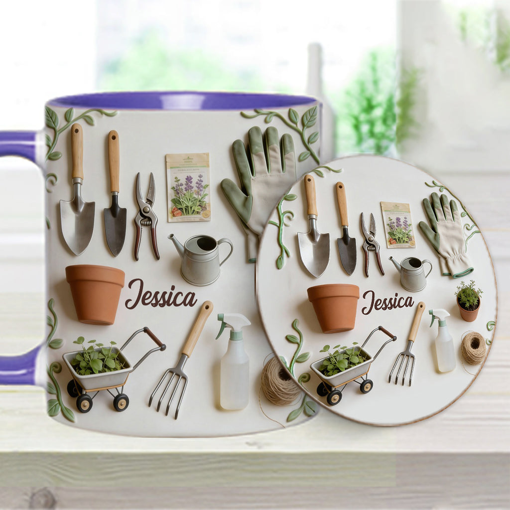 Love Gardening - Personalized Gardening Accent Mug & Coaster