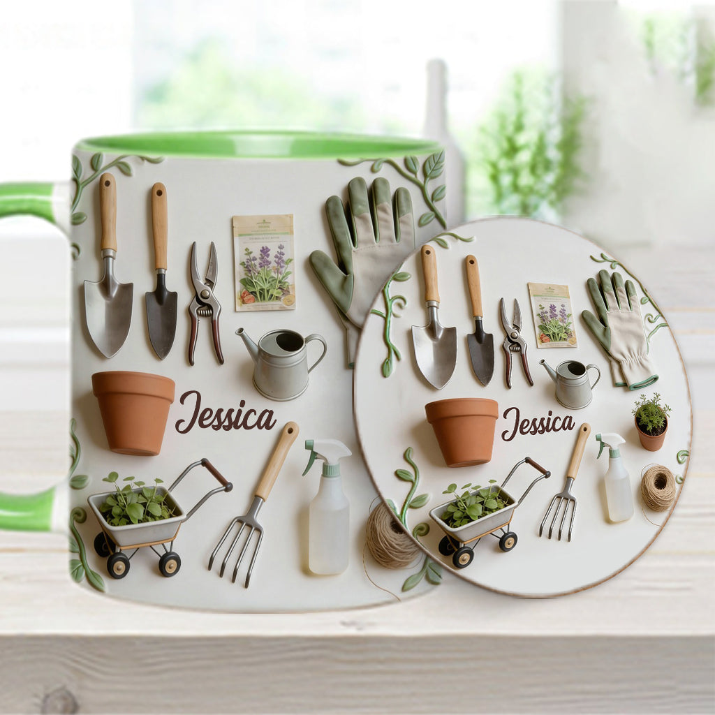 Love Gardening - Personalized Gardening Accent Mug & Coaster