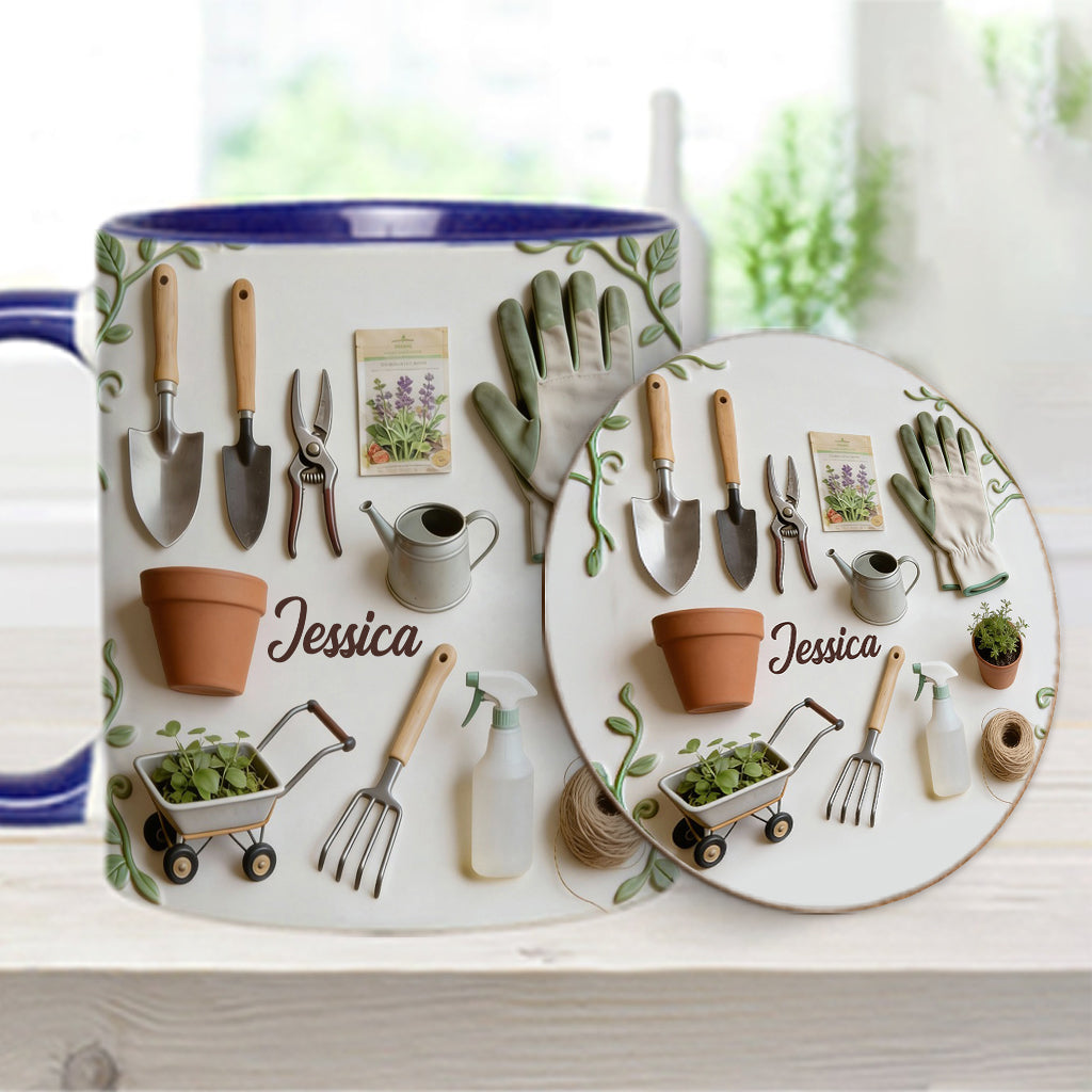 Love Gardening - Personalized Gardening Accent Mug & Coaster