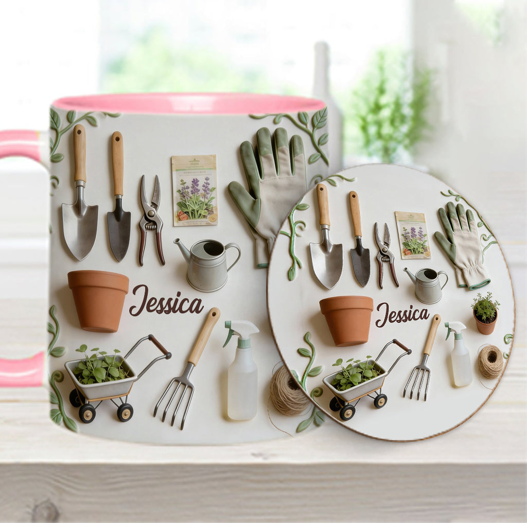 Love Gardening - Personalized Gardening Accent Mug & Coaster