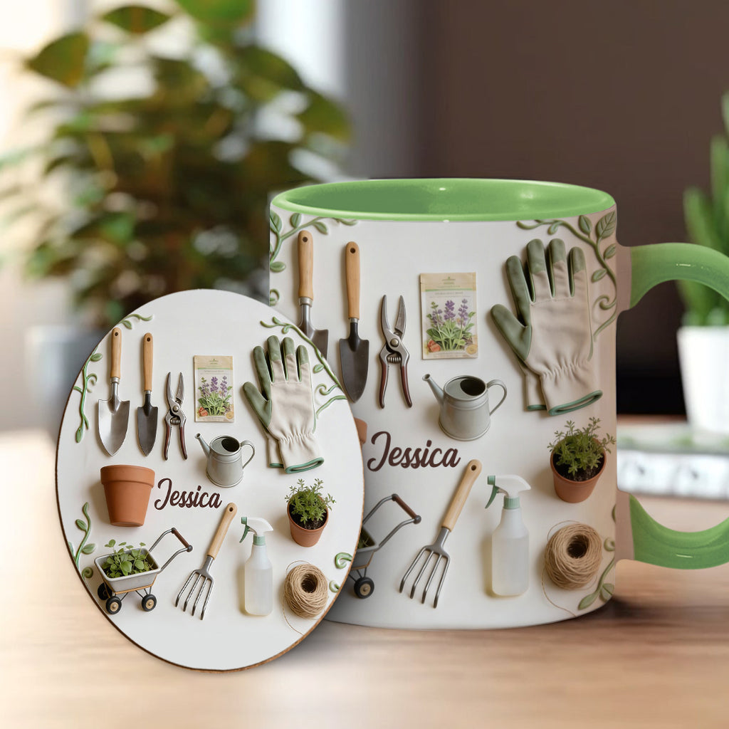 Love Gardening - Personalized Gardening Accent Mug & Coaster