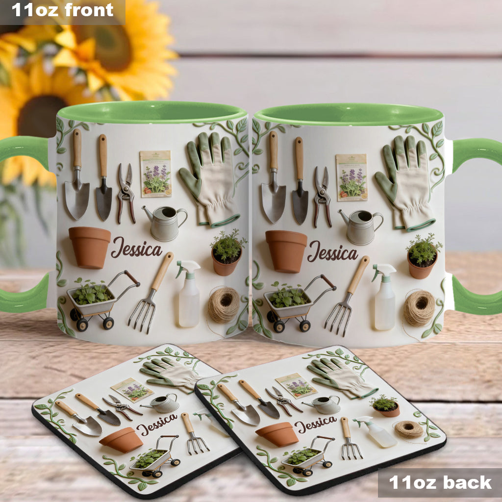 Love Gardening - Personalized Gardening Accent Mug & Coaster
