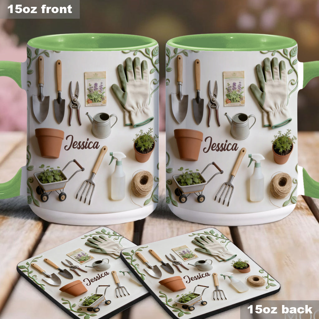 Love Gardening - Personalized Gardening Accent Mug & Coaster