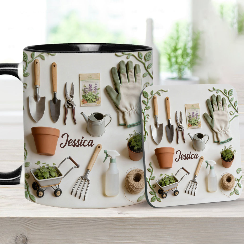 Love Gardening - Personalized Gardening Accent Mug & Coaster