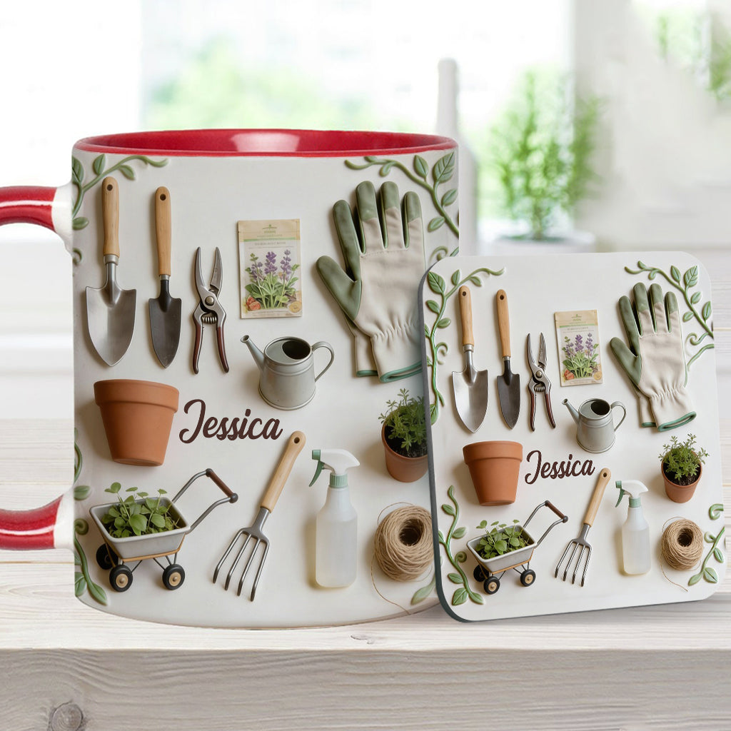 Love Gardening - Personalized Gardening Accent Mug & Coaster