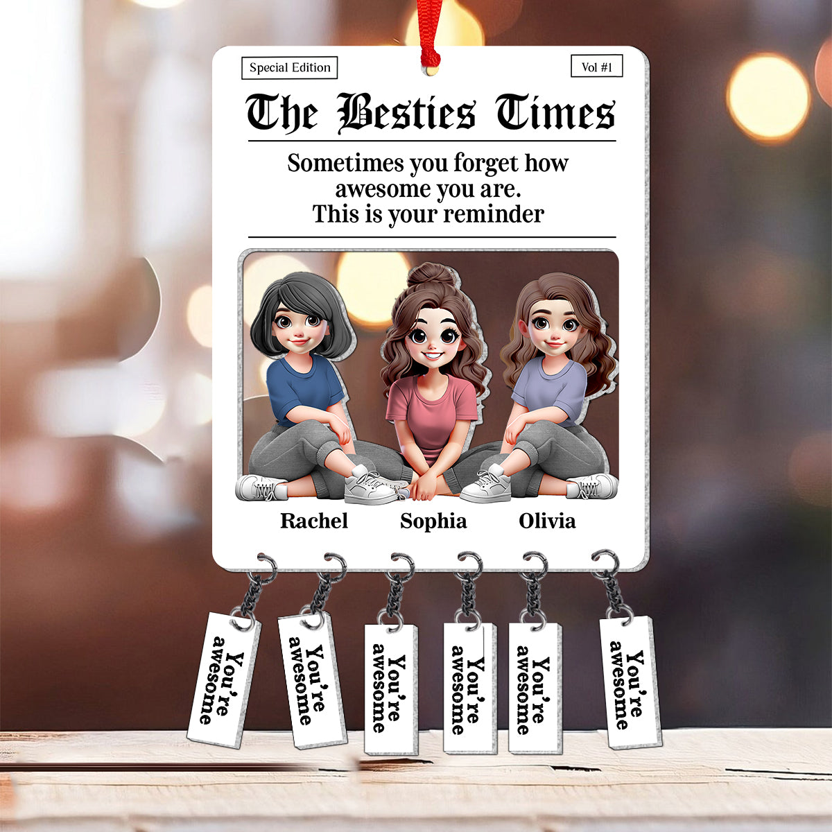 Tear-off Tabs Flyer - Personalized Bestie Ornament With Charm