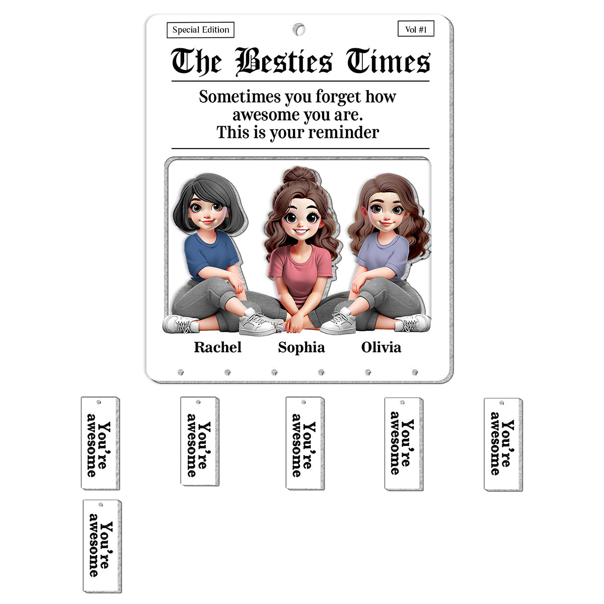 Tear-off Tabs Flyer - Personalized Bestie Ornament With Charm