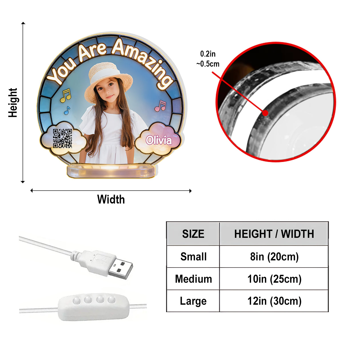 A Song Made Just for Your Child - Personalized Kid Acrylic LED Night Light