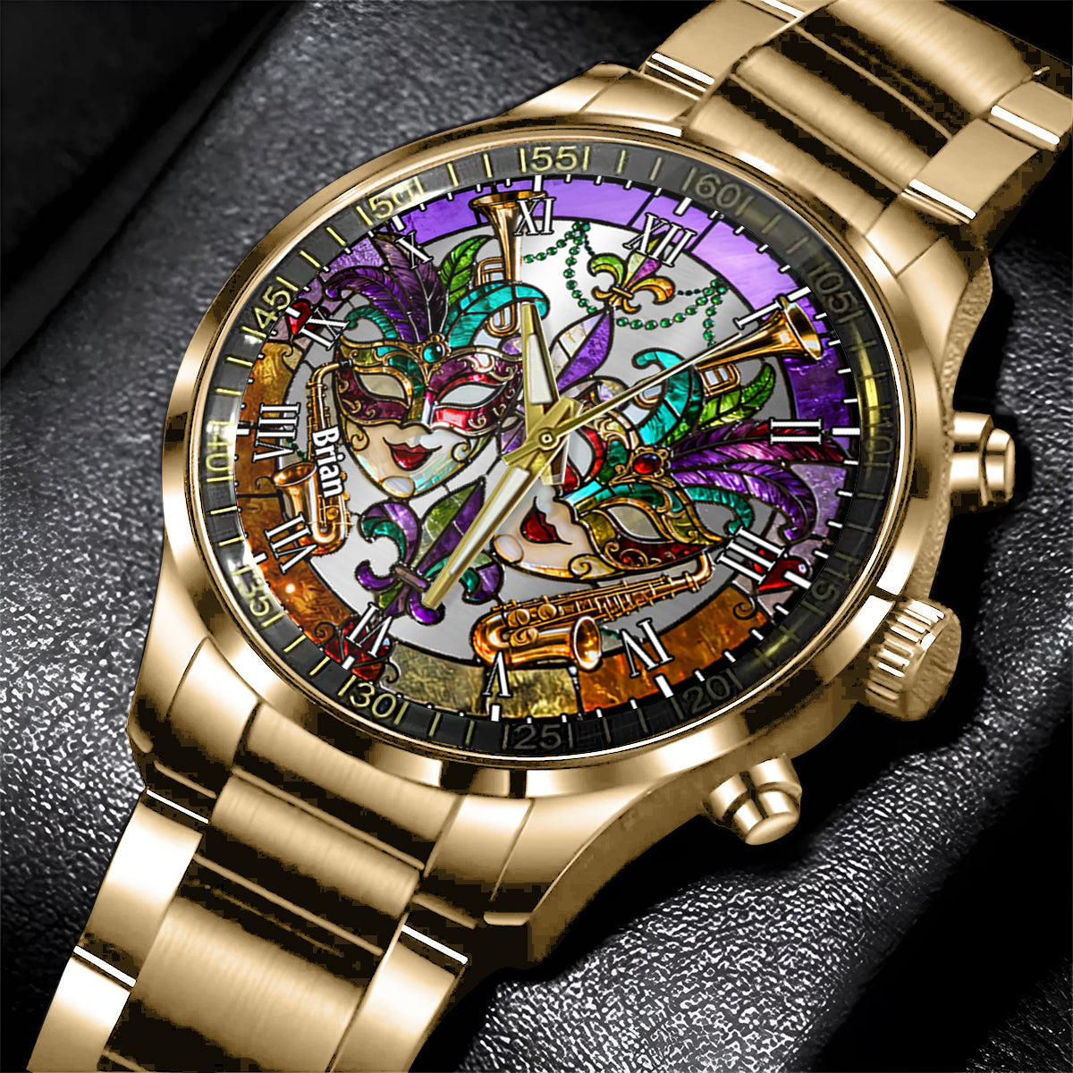 Mardi Gras Mask - Personalized Mardi Gras Hand Watch