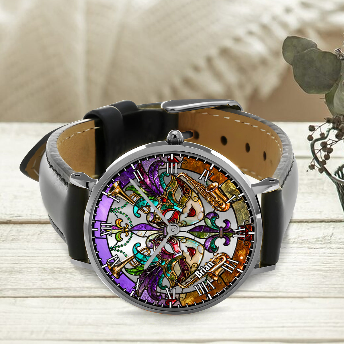 Mardi Gras Mask - Personalized Mardi Gras Hand Watch