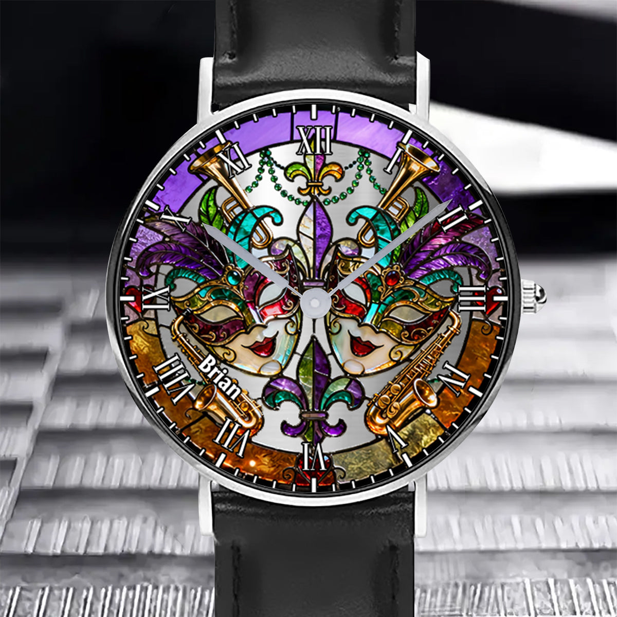 Mardi Gras Mask - Personalized Mardi Gras Hand Watch