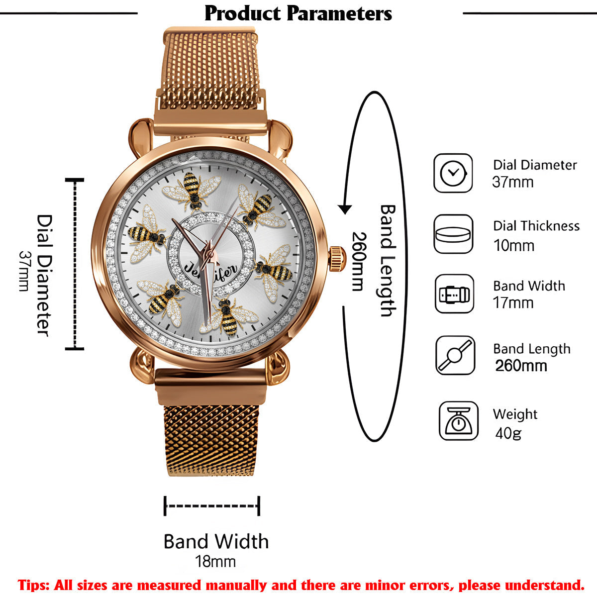 Love Bees - Personalized Bee Women Hand Watch