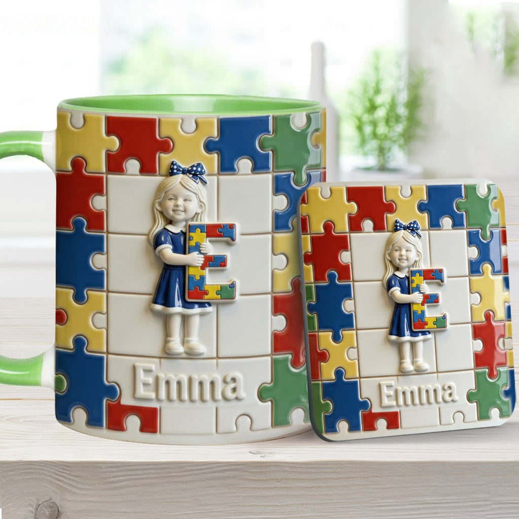 Autism Letter - Personalized Autism Awareness Accent Mug & Coaster