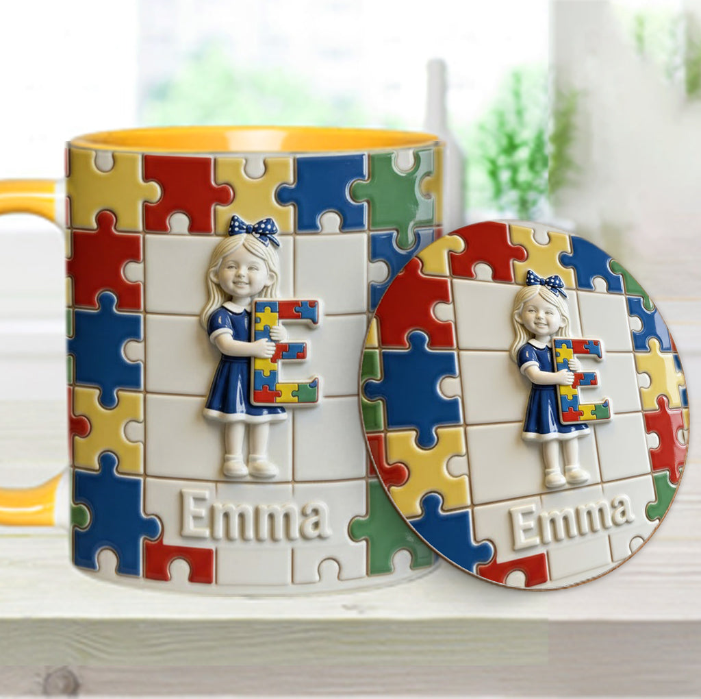 Autism Letter - Personalized Autism Awareness Accent Mug & Coaster