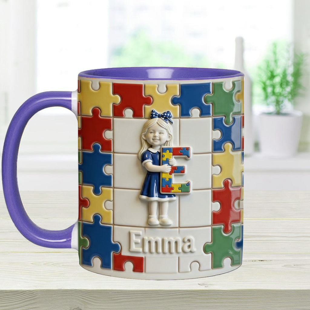 Autism Letter - Personalized Autism Awareness Accent Mug & Coaster