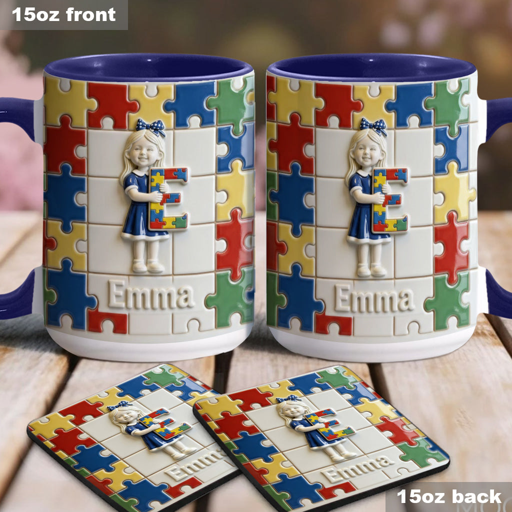 Autism Letter - Personalized Autism Awareness Accent Mug & Coaster