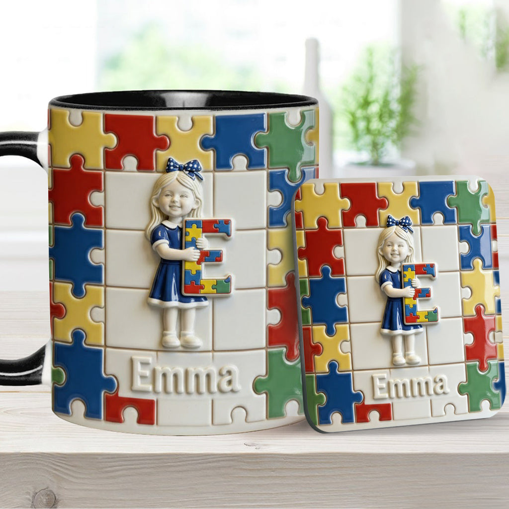 Autism Letter - Personalized Autism Awareness Accent Mug & Coaster