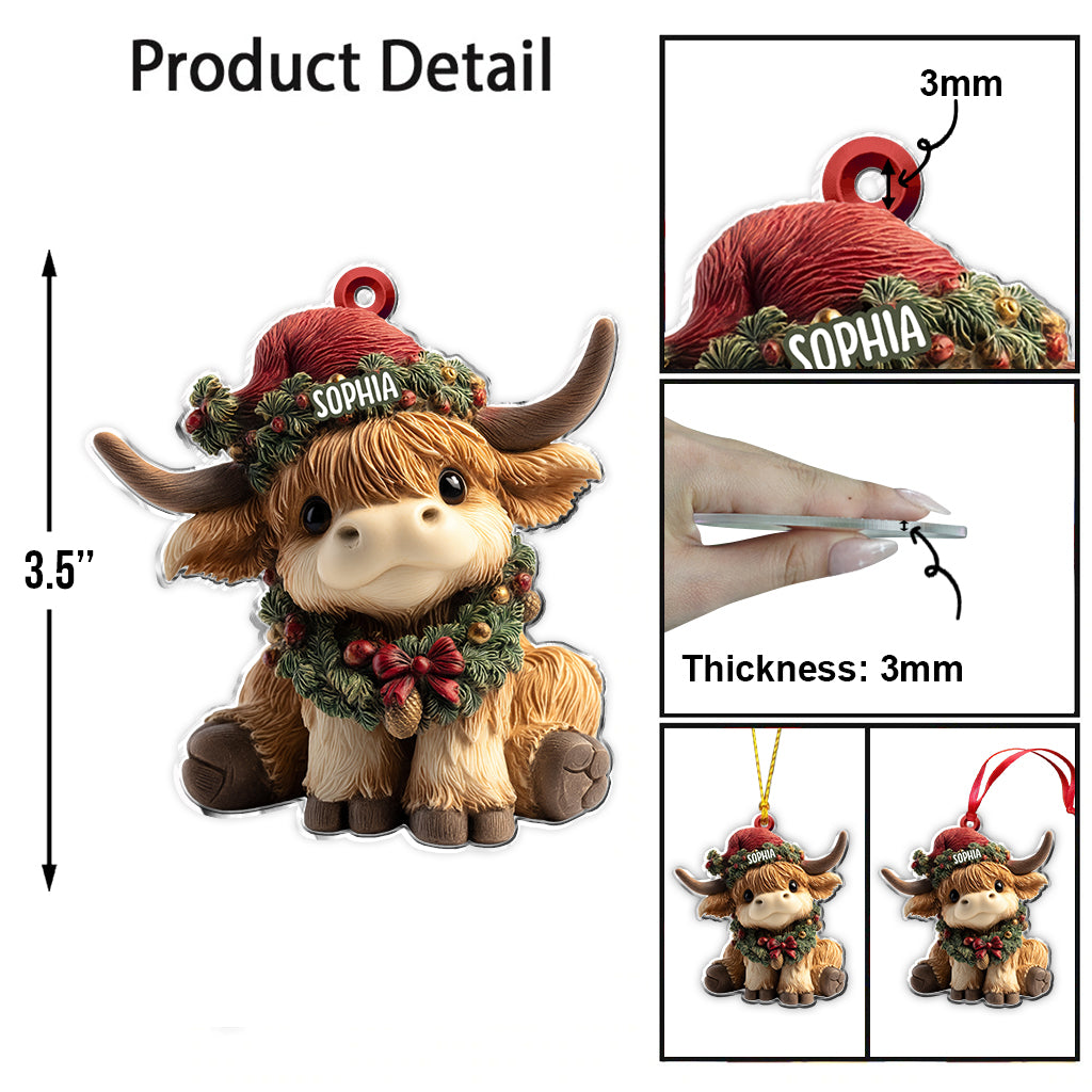 Adorable Highland Cow - Personalized Highland Cow Ornament