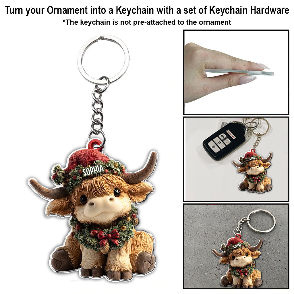 Adorable Highland Cow - Personalized Highland Cow Ornament