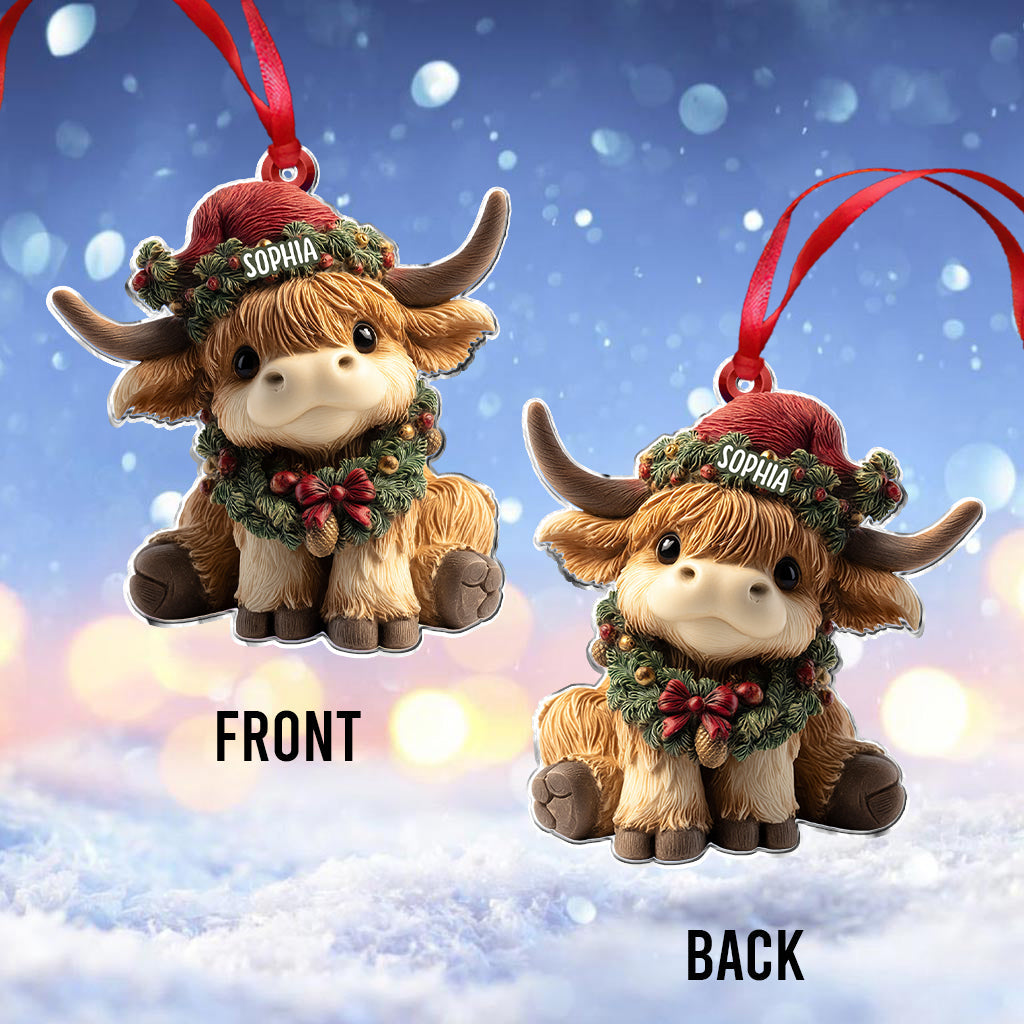 Adorable Highland Cow - Personalized Highland Cow Ornament