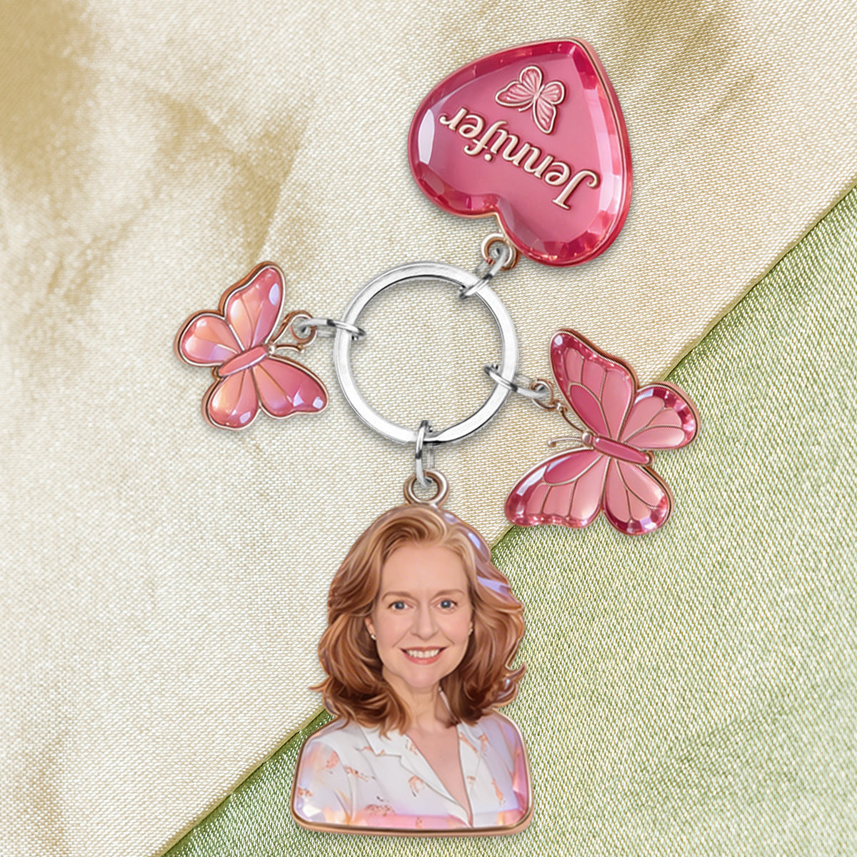 Custom Any Photo - Personalized Butterfly Keychain With Charms