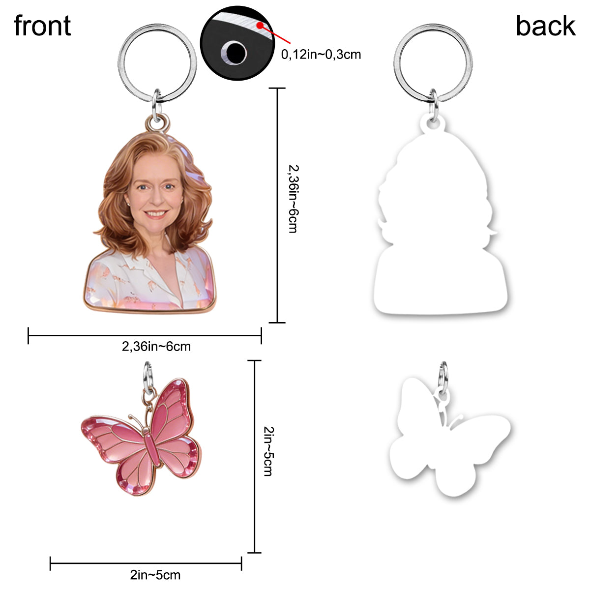 Custom Any Photo - Personalized Butterfly Keychain With Charms
