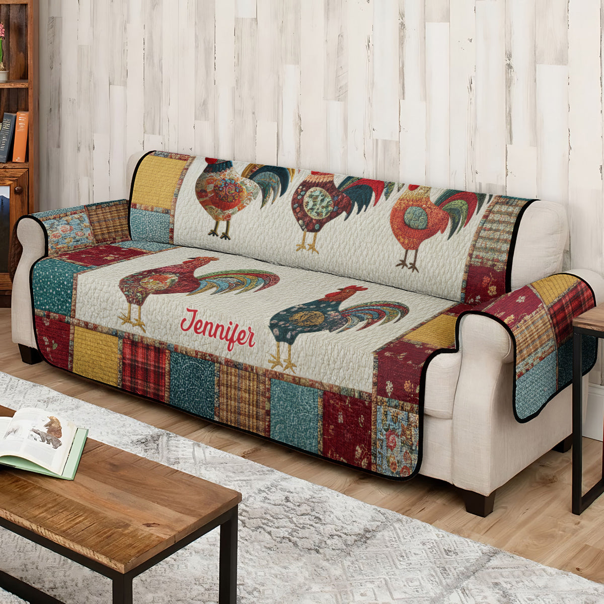 Farming Life - Personalized Chicken Quilted Sofa/Couch Cover
