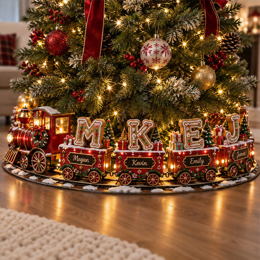 Custom Alphabet Christmas Family Express - Personalized Family LED Light Tree Collar