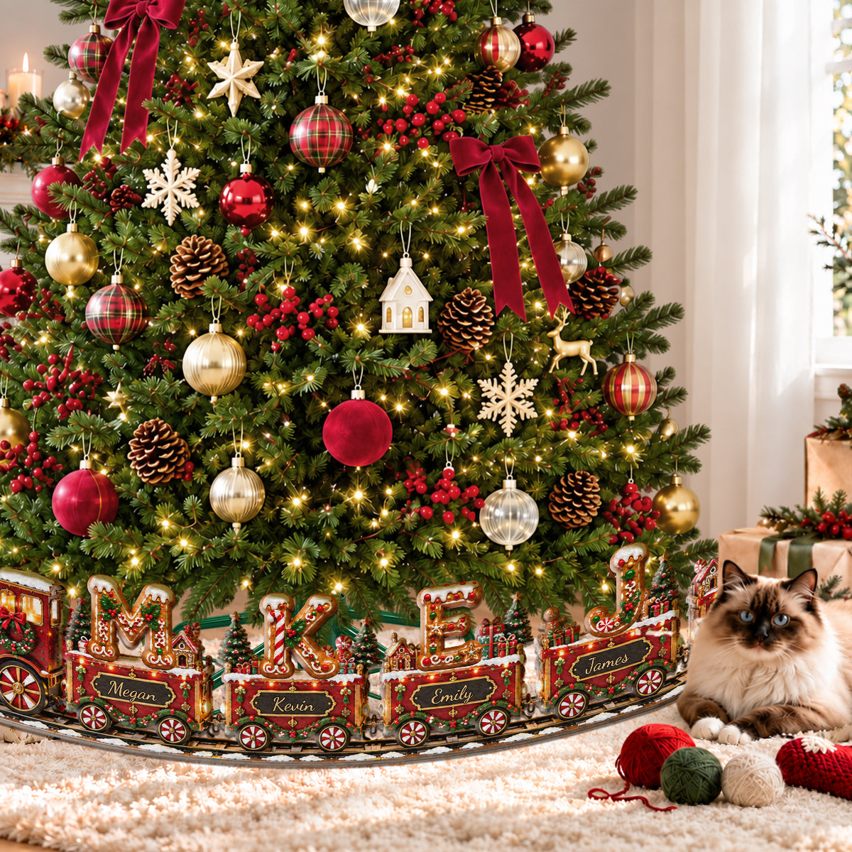 Custom Alphabet Christmas Family Express - Personalized Family LED Light Tree Collar