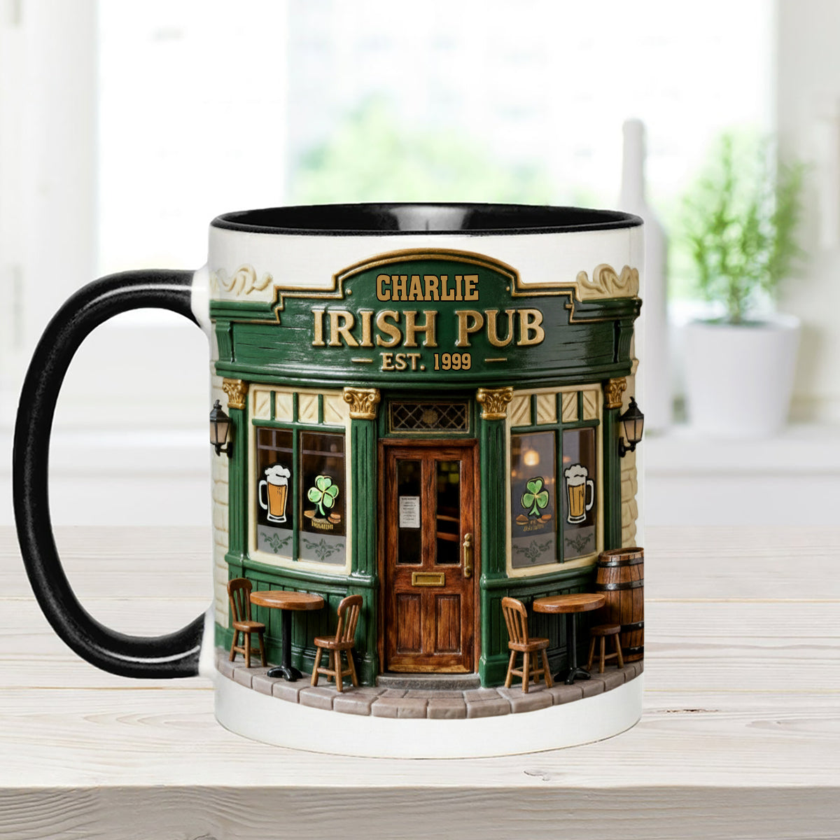 Irish Pub - Personalized Irish Set Accent Mug with Acrylic Stirrers